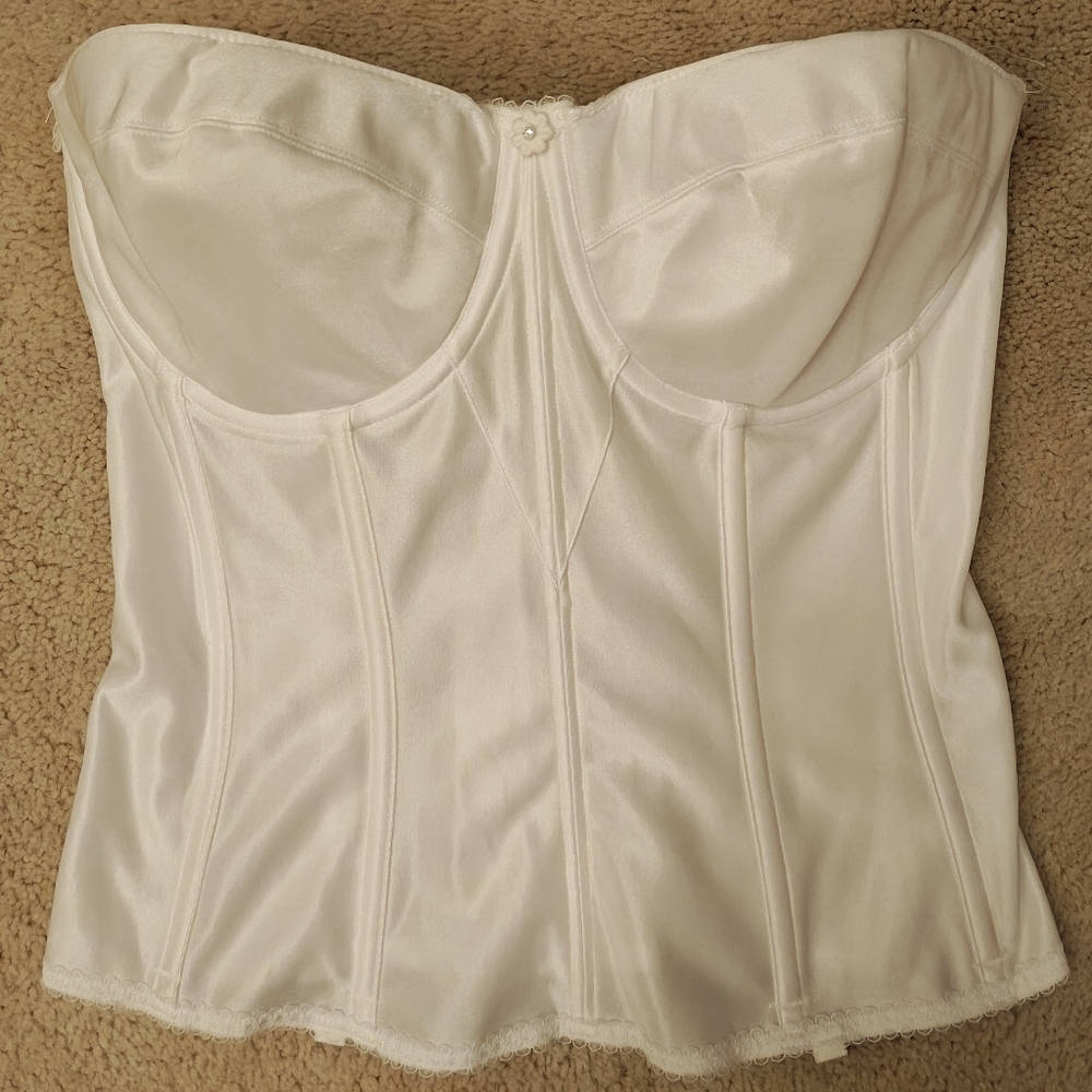 Dominique Juliette Satin Strapless Longline Corset Top w Supportive Boning.